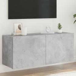 vidaXL Mueble de TV de pared con luces LED gris hormigón 100x35x41 cm