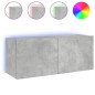 vidaXL Mueble de TV de pared con luces LED gris hormigón 100x35x41 cm