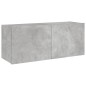 vidaXL Mueble de TV de pared con luces LED gris hormigón 100x35x41 cm