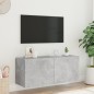 vidaXL Mueble de TV de pared con luces LED gris hormigón 100x35x41 cm