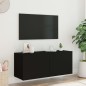 vidaXL Mueble de TV de pared con luces LED negro 100x35x41 cm