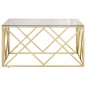 vidaXL Mesa de centro dorada acero inoxidable y vidrio templado vidaXL Mesa de centro dorada acero inoxidable y vidrio templado