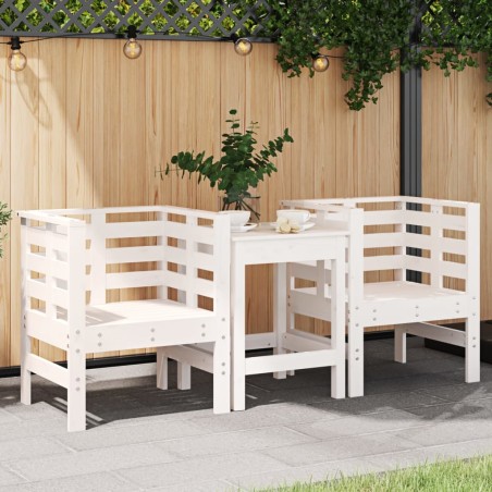 vidaXL Sillas de jardín 2 uds madera maciza pino blanco 61,5x53x71 cm