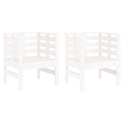 vidaXL Sillas de jardín 2 uds madera maciza pino blanco 61,5x53x71 cm