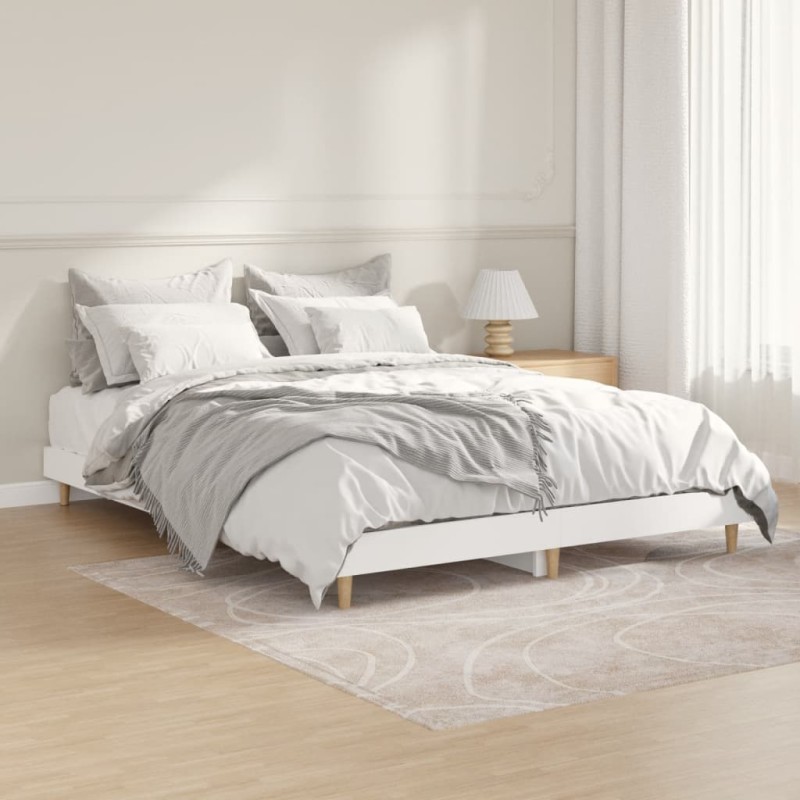 vidaXL Estructura de cama madera contrachapada blanca 135x190 cm