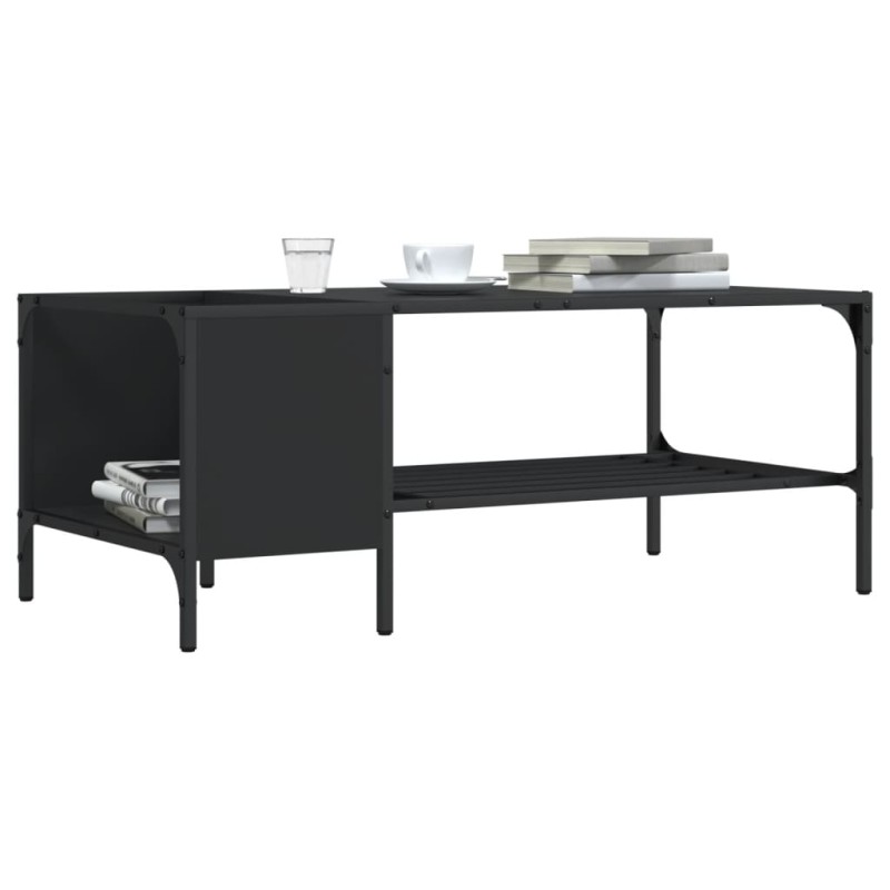 vidaXL Mesa de centro con estante madera ingeniería negro 100x51x40 cm vidaXL Mesa de centro con estante madera ingeniería negro 100x51x40 cm