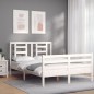 vidaXL Estructura de cama con cabecero madera maciza blanco 140x190 cm vidaXL Estructura de cama con cabecero madera maciza blanco 140x190 cm