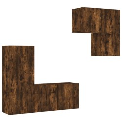 vidaXL Muebles de TV de pared 4 pzas madera ingeniería roble ahumado