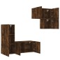 vidaXL Muebles de TV de pared 4 pzas madera ingeniería roble ahumado vidaXL Muebles de TV de pared 4 pzas madera ingeniería roble ahumado