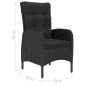 vidaXL Juego de comedor de jardín 7 piezas negro