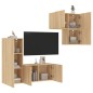 vidaXL Muebles de TV de pared 4 pzas madera de ingeniería roble Sonoma vidaXL Muebles de TV de pared 4 pzas madera de ingeniería roble Sonoma