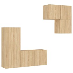 vidaXL Muebles de TV de pared 4 pzas madera de ingeniería roble Sonoma