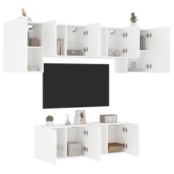 vidaXL Muebles de TV de pared 6 piezas madera de ingeniería blanco