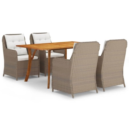 vidaXL Juego de comedor para jardín 5 piezas marrón