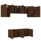 vidaXL Muebles de TV de pared 6 pzas madera de ingeniería marrón roble