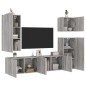 vidaXL Muebles de TV de pared 5 pzas madera de ingeniería gris Sonoma vidaXL Muebles de TV de pared 5 pzas madera de ingeniería gris Sonoma