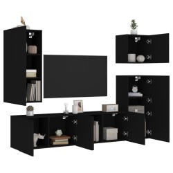 vidaXL Muebles de TV de pared 5 piezas madera de ingeniería negro
