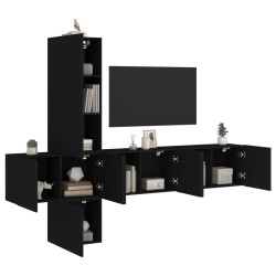 vidaXL Muebles de TV de pared 5 piezas madera de ingeniería negro
