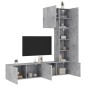 vidaXL Muebles de TV de pared 5 pzas madera ingeniería gris hormigón