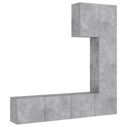 vidaXL Muebles de TV de pared 5 pzas madera ingeniería gris hormigón