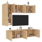 vidaXL Muebles de TV de pared 5 pzas madera de ingeniería roble Sonoma vidaXL Muebles de TV de pared 5 pzas madera de ingeniería roble Sonoma