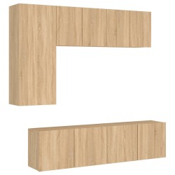 vidaXL Muebles de TV de pared 5 pzas madera de ingeniería roble Sonoma