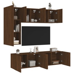 vidaXL Muebles de TV de pared 5 pzas madera de ingeniería marrón roble
