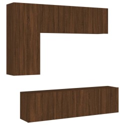 vidaXL Muebles de TV de pared 5 pzas madera de ingeniería marrón roble
