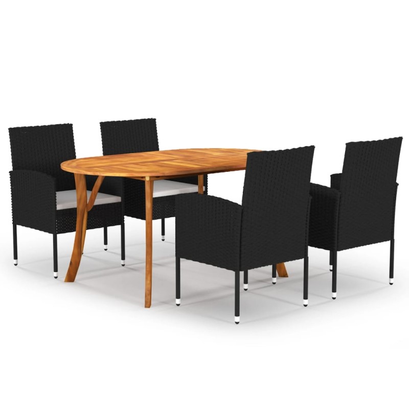 vidaXL Juego de comedor para jardín de 5 piezas negro vidaXL Juego de comedor para jardín de 5 piezas negro