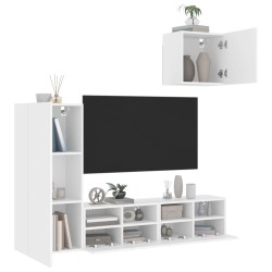 vidaXL Muebles de TV de pared 4 piezas madera de ingeniería blanco
