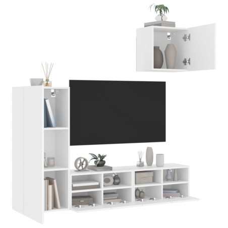 vidaXL Muebles de TV de pared 4 piezas madera de ingeniería blanco