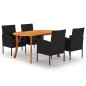vidaXL Juego de comedor para jardín de 5 piezas negro