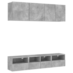 vidaXL Muebles de TV de pared 5 pzas madera ingeniería gris hormigón