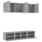 vidaXL Muebles de TV de pared 5 pzas madera ingeniería gris hormigón