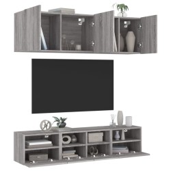 vidaXL Muebles de TV de pared 5 pzas madera de ingeniería gris Sonoma