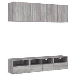 vidaXL Muebles de TV de pared 5 pzas madera de ingeniería gris Sonoma