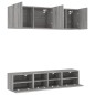 vidaXL Muebles de TV de pared 5 pzas madera de ingeniería gris Sonoma vidaXL Muebles de TV de pared 5 pzas madera de ingeniería gris Sonoma
