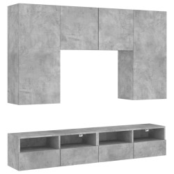 vidaXL Muebles de TV de pared 5 pzas madera ingeniería gris hormigón