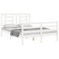 vidaXL Estructura de cama con cabecero madera maciza blanco 140x190 cm vidaXL Estructura de cama con cabecero madera maciza blanco 140x190 cm
