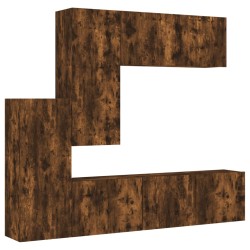 vidaXL Muebles de TV de pared 5 pzas madera ingeniería roble ahumado
