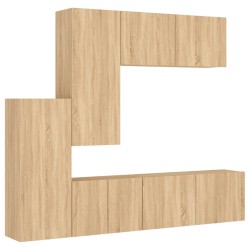 vidaXL Muebles de TV de pared 5 pzas madera de ingeniería roble Sonoma