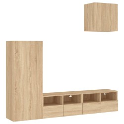vidaXL Muebles de TV de pared 4 pzas madera de ingeniería roble Sonoma