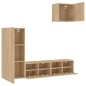 vidaXL Muebles de TV de pared 4 pzas madera de ingeniería roble Sonoma vidaXL Muebles de TV de pared 4 pzas madera de ingeniería roble Sonoma