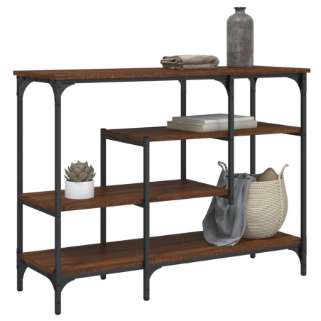 vidaXL Mesa consola con estantes roble marrón 100x35x75 cm