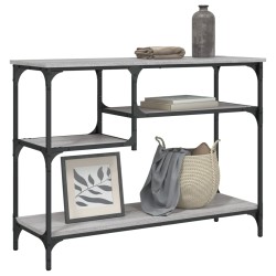 vidaXL Mesa consola con estantes gris Sonoma 100x35x75 cm