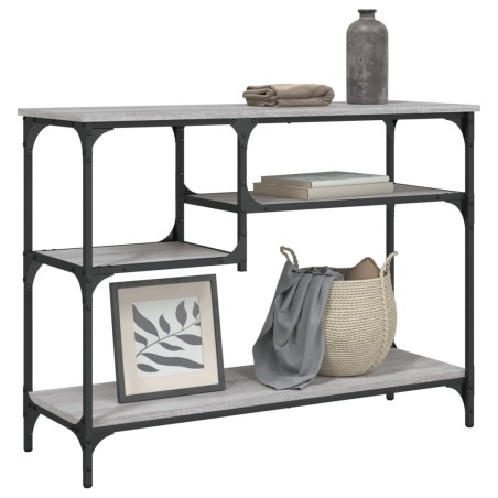 vidaXL Mesa consola con estantes gris Sonoma 100x35x75 cm