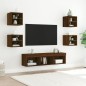 vidaXL Muebles TV pared con LED 7 pzas madera ingeniería marrón roble