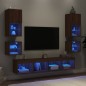 vidaXL Muebles TV pared con LED 8 pzas madera ingeniería marrón roble