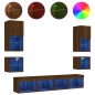 vidaXL Muebles TV pared con LED 8 pzas madera ingeniería marrón roble