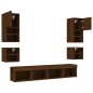 vidaXL Muebles TV pared con LED 8 pzas madera ingeniería marrón roble